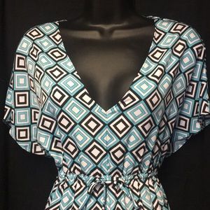 Maxi Dress Blue Geometric Michael Kors Size Med